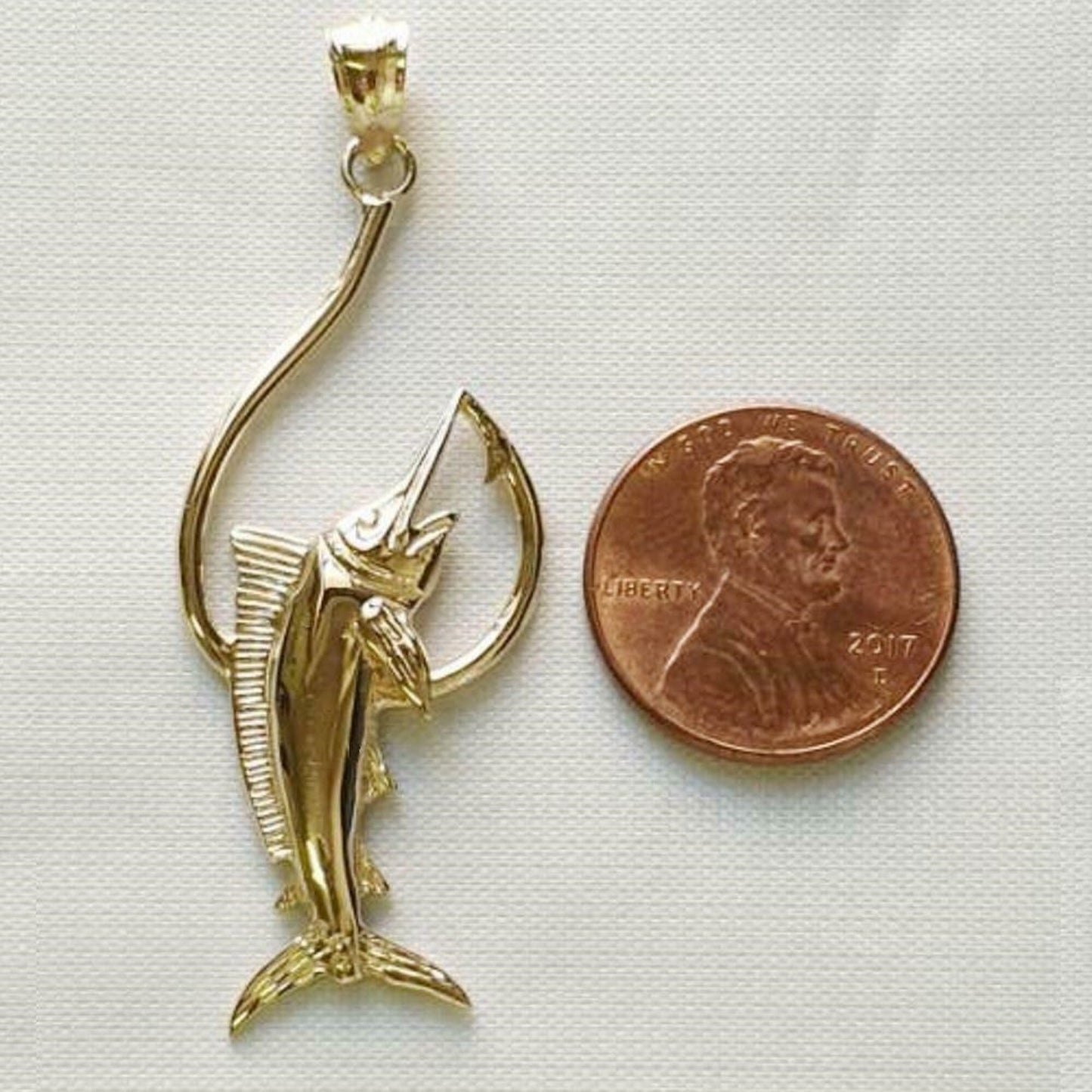 14K Yellow Gold Sailfish Marlin Pendant