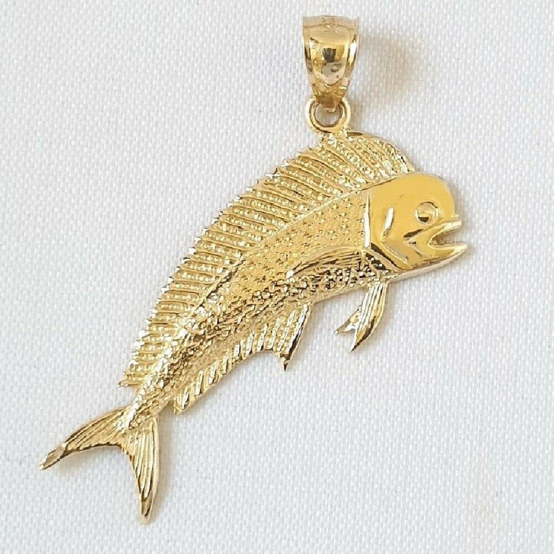 14K Yellow Gold Mahi Mahi Fish Pendant