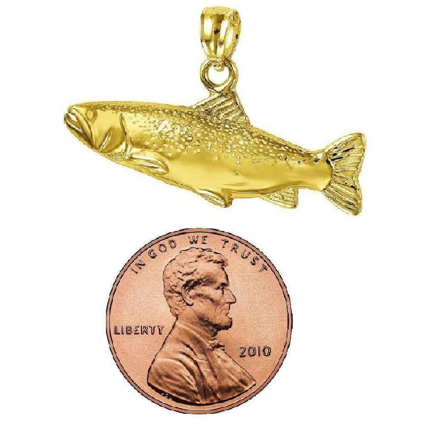 14K Yellow Gold Salmon Fish Pendant