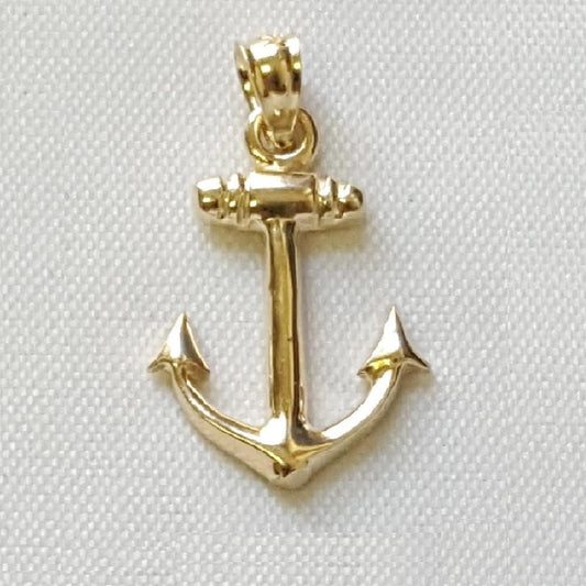 14K Yellow Gold Anchor Pendant