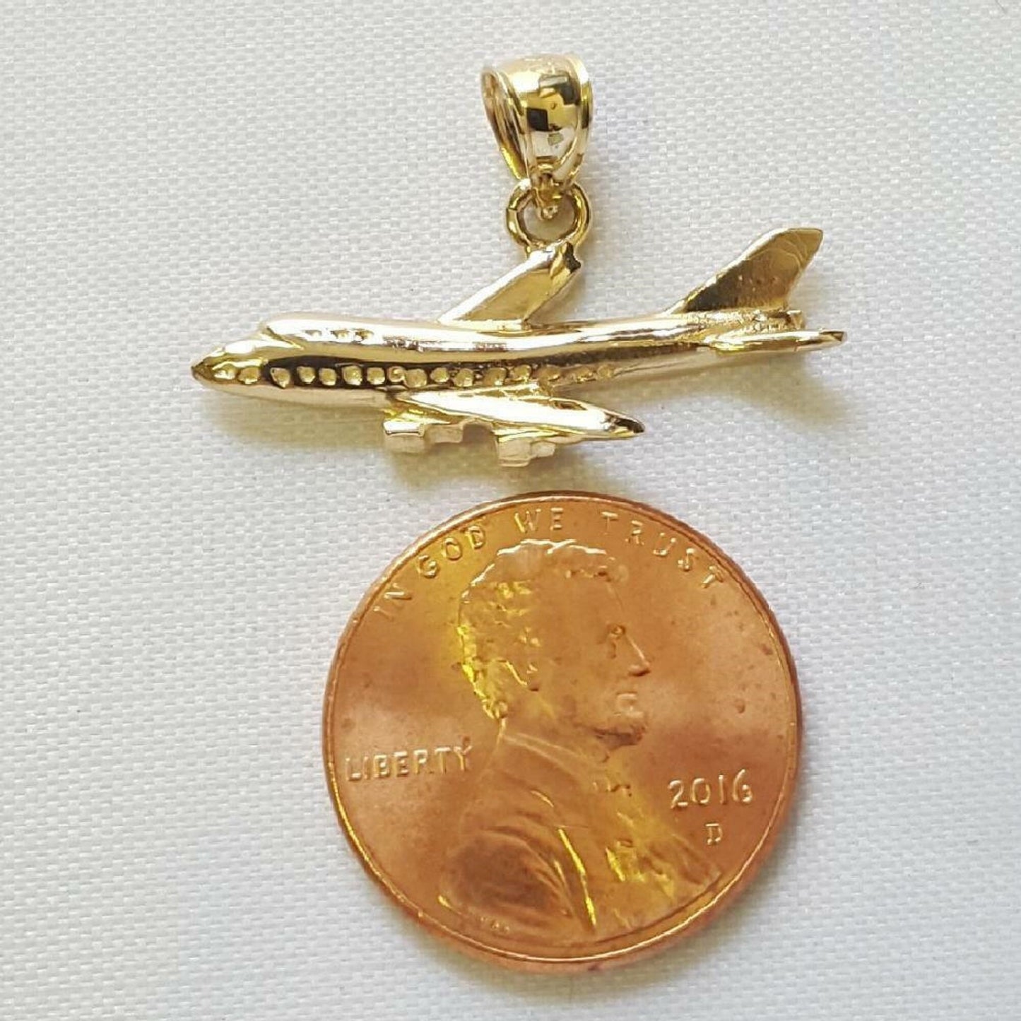 14K Yellow Gold AIRPLANE Pendant