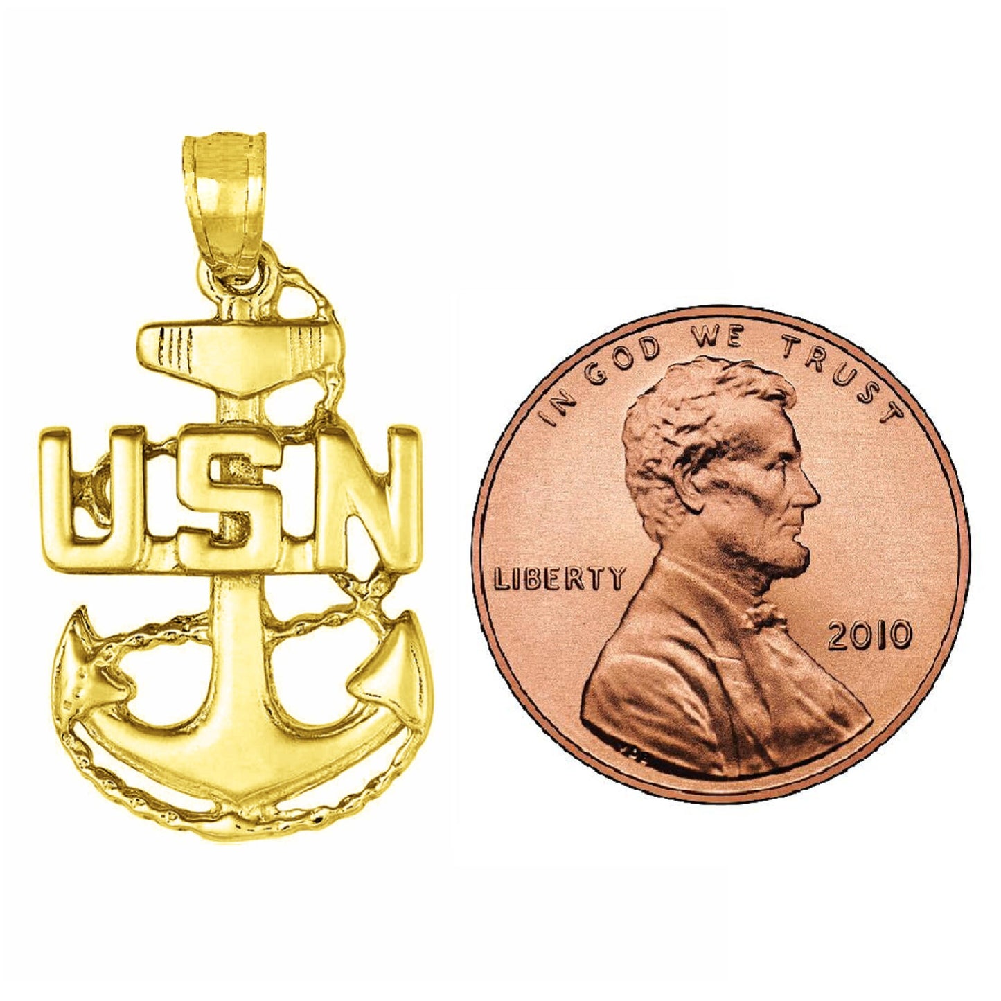 14K Yellow Gold U.S. Navy Anchor Pendant