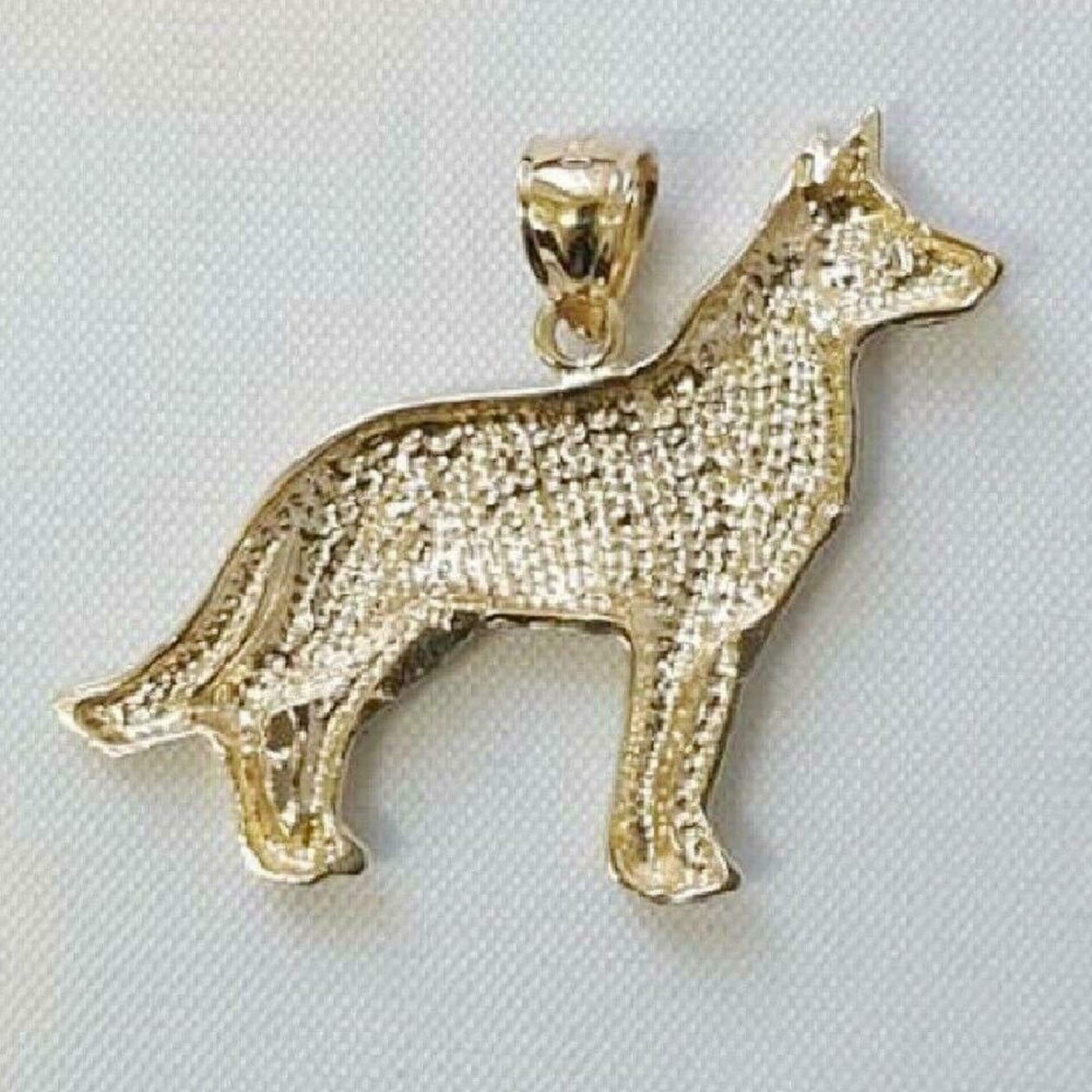 14K Yellow Gold German Shepherd Dog Pendant