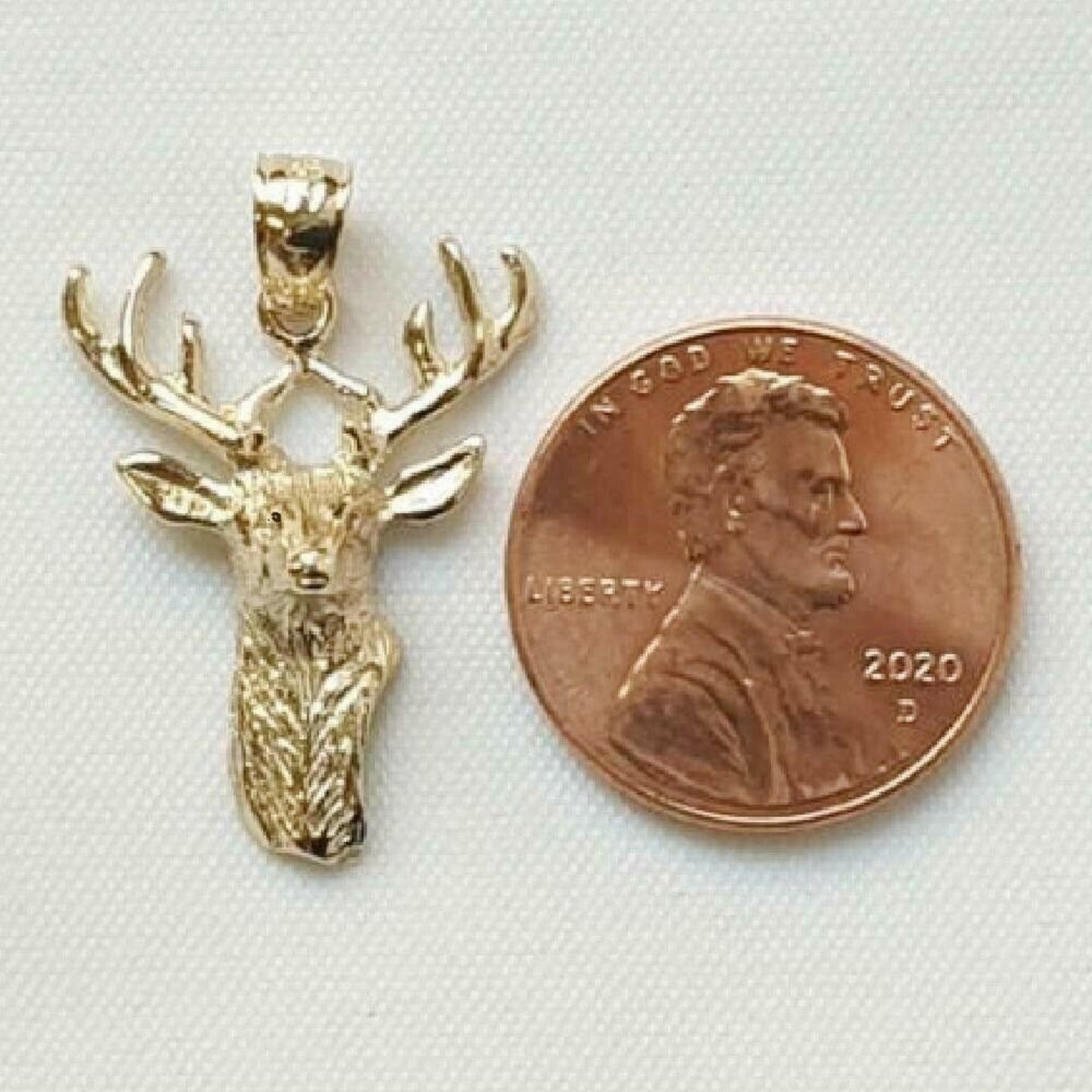 14K Yellow Gold Deer Head Pendant