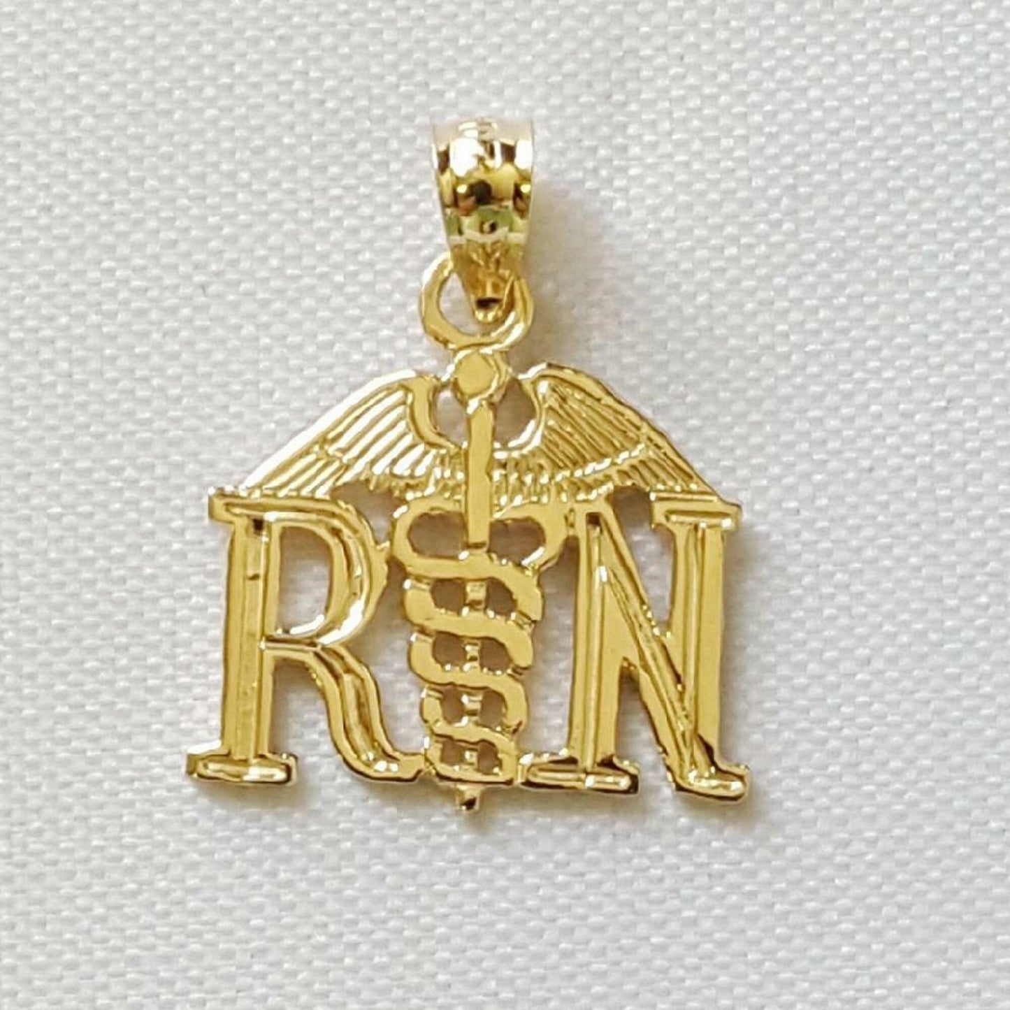 14K Yellow Gold RN REGISTERED NURSE Pendant