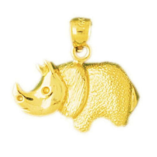 14K Yellow Gold Rhinoceros, Rhino Pendant