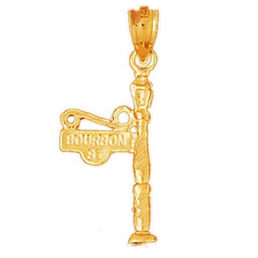 14K Yellow Gold Bourbon Street New Orleans Lamp 3D Pendant