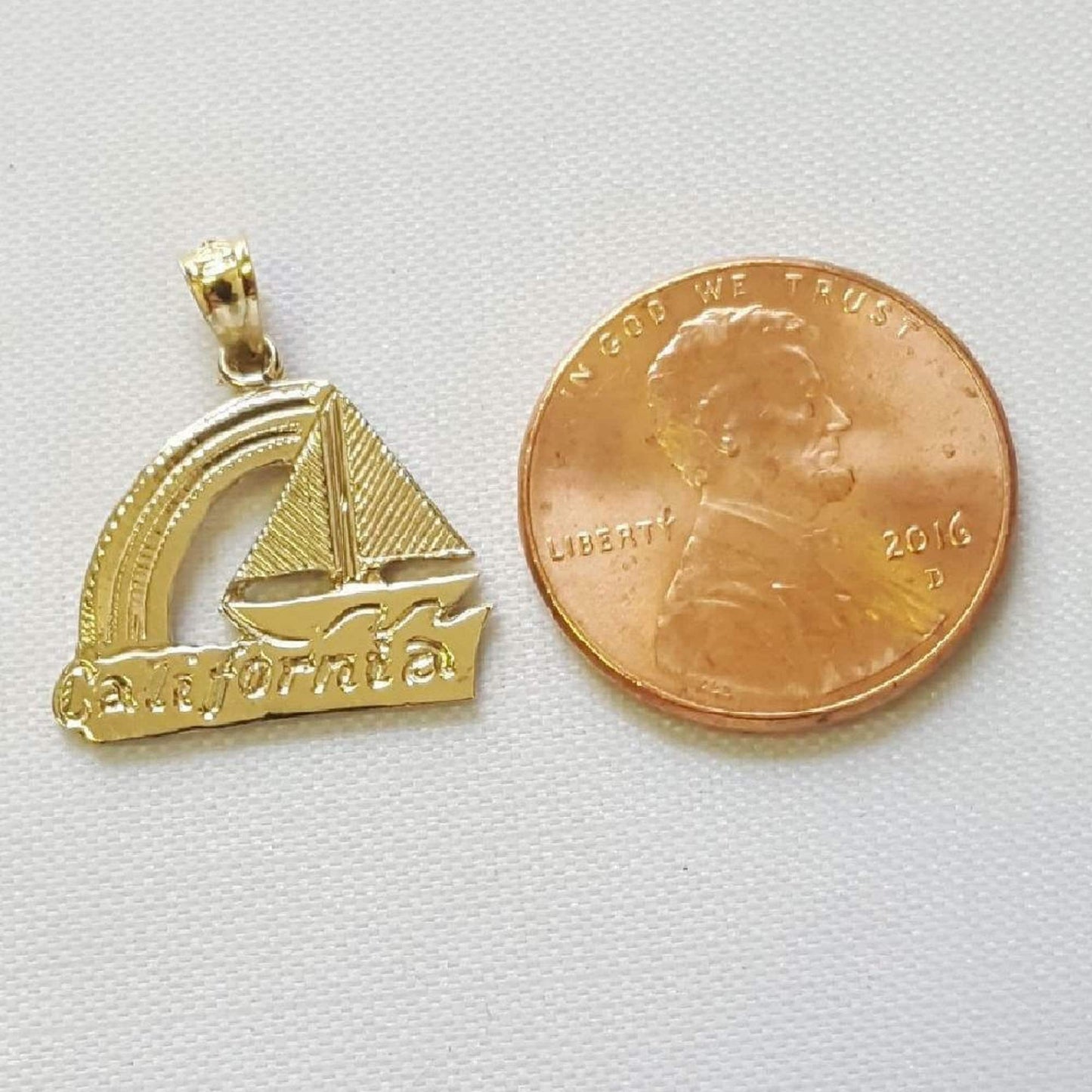 14K Yellow Gold California Boat Pendant