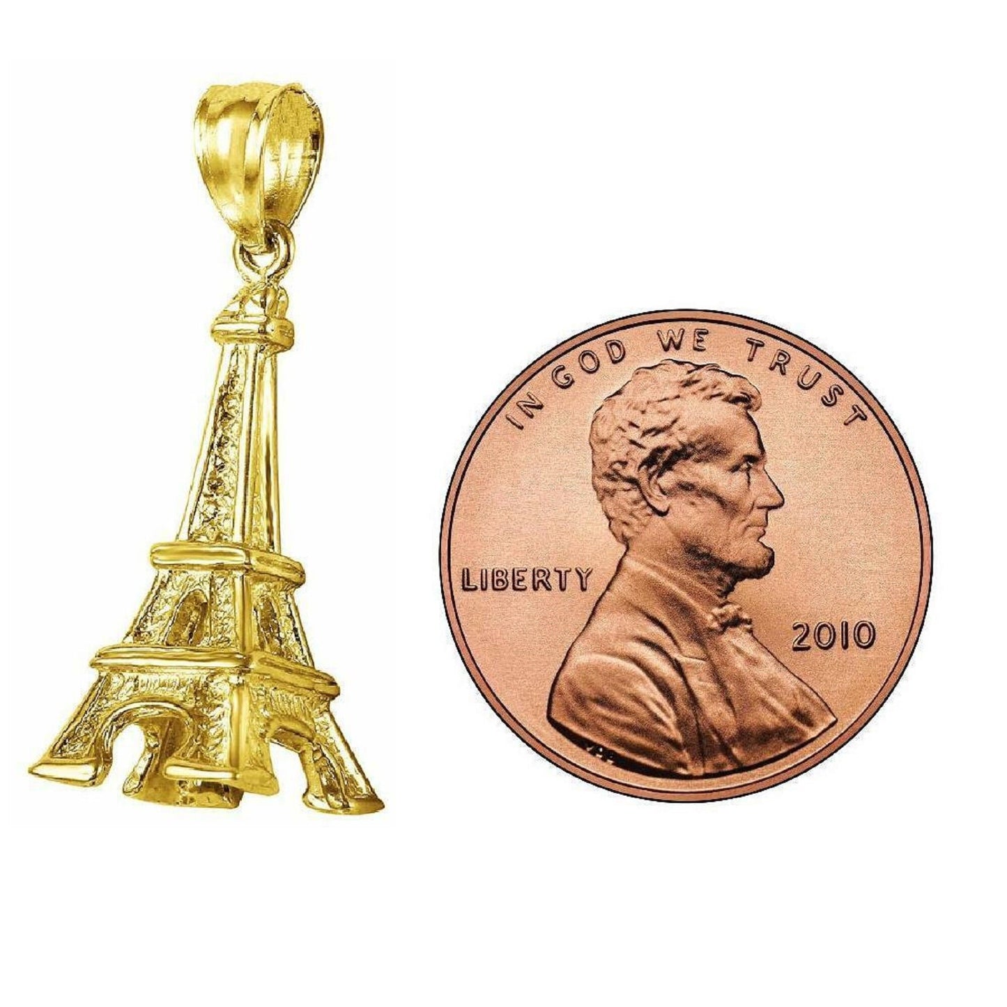 14K Yellow Gold EIFFEL TOWER 3D Pendant