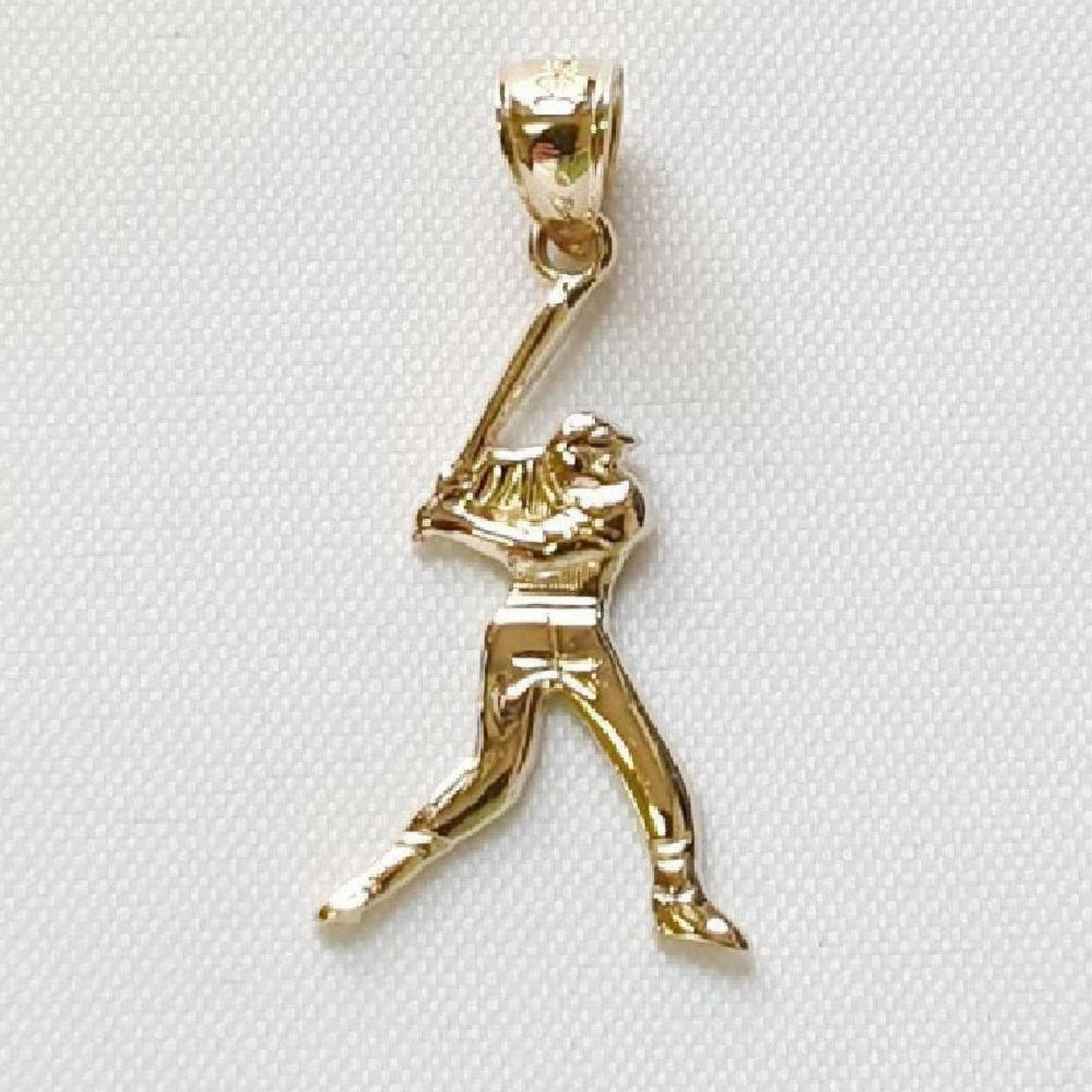 14K Yellow Gold Baseball Player Pendant