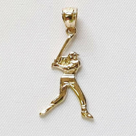 14K Yellow Gold Baseball Player Pendant