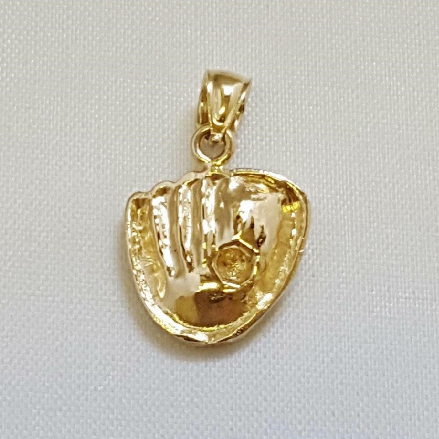 14k Yellow Gold Baseball Mitt Glove with Ball Pendant