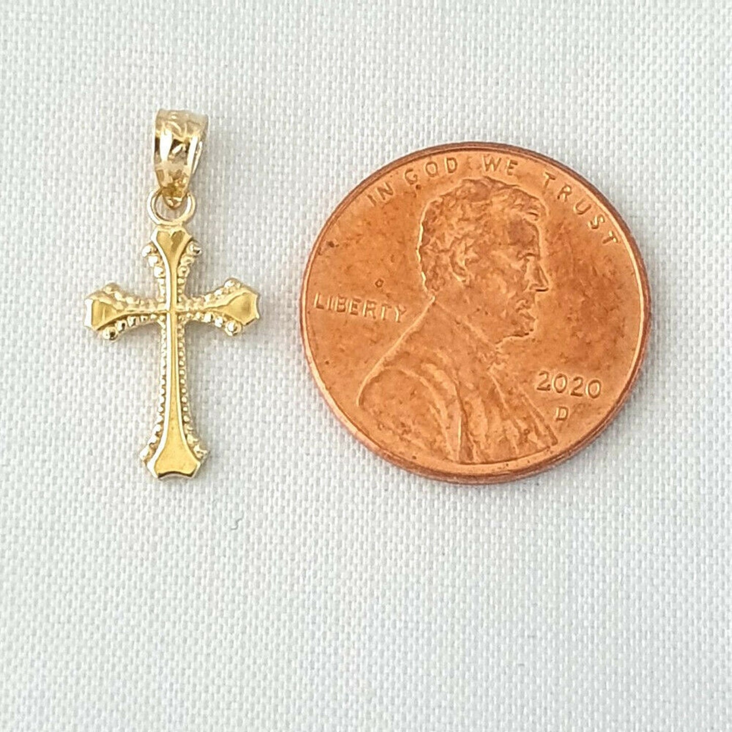 14K Yellow Gold Cross Charm Pendant