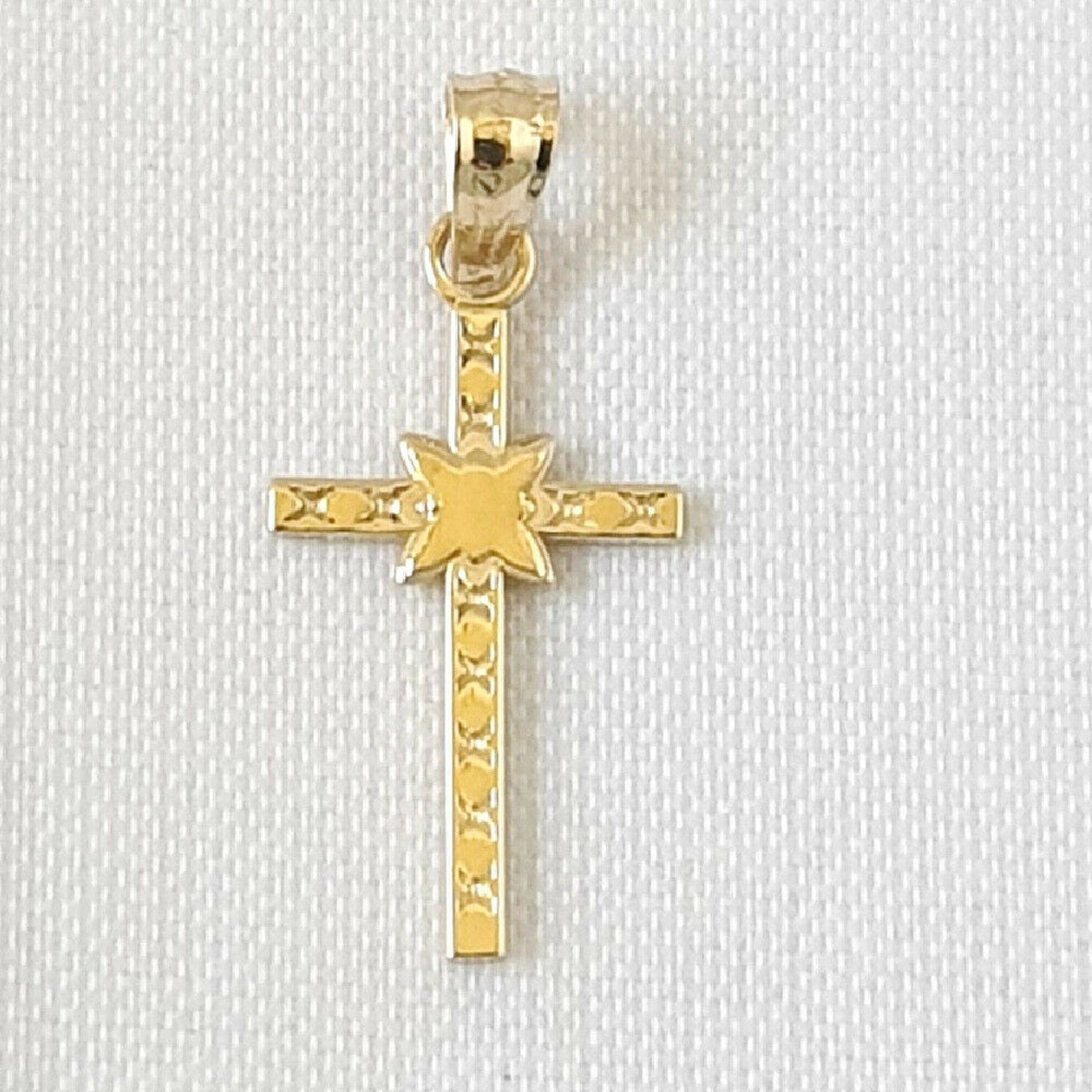 14K Yellow Gold Cross Charm Pendant