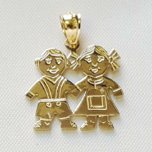 14K Yellow Gold BOY and GIRL Pendant