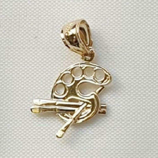 14K Yellow Gold Artists Painters Palette Pendant