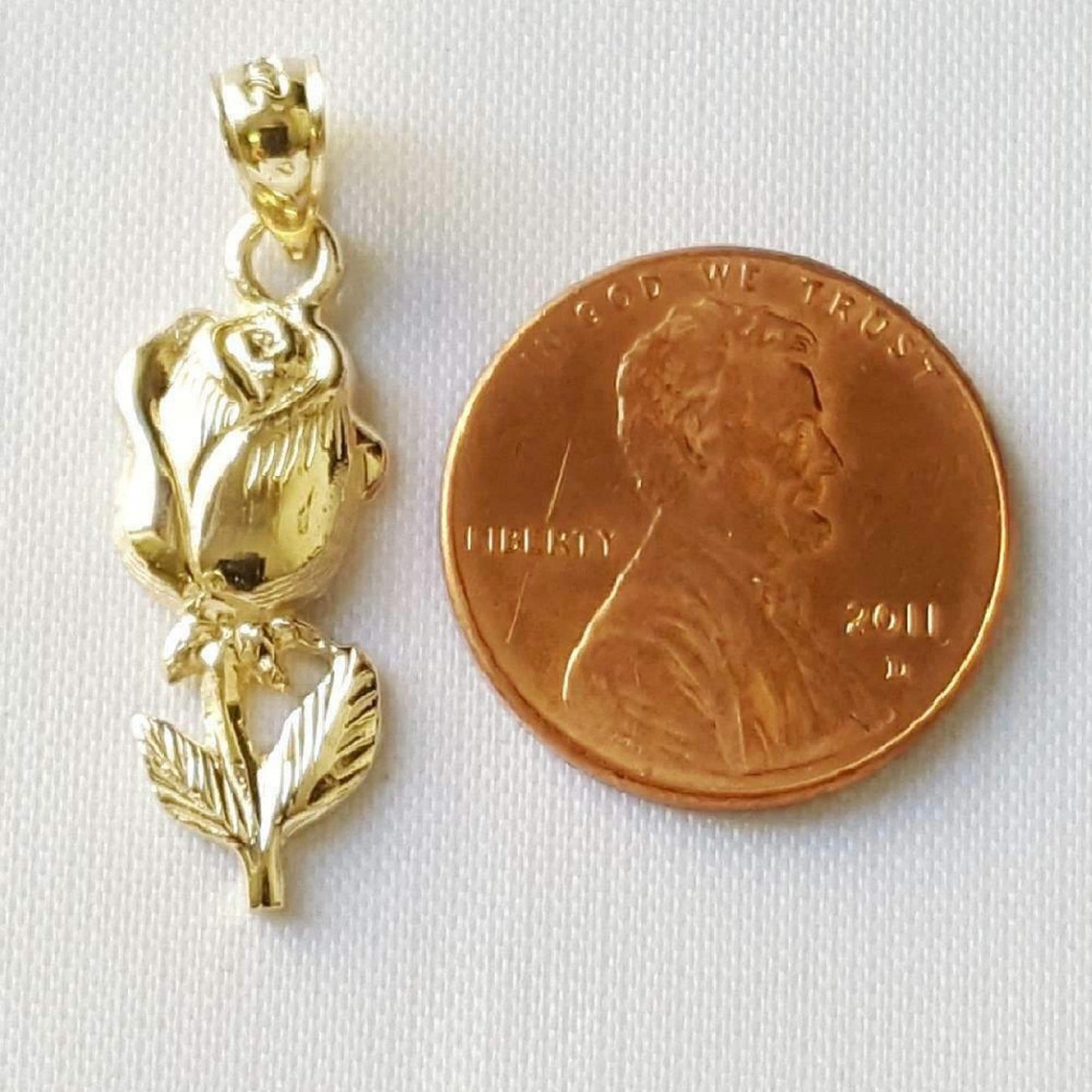 14K Yellow Gold ROSE FLOWER Pendant