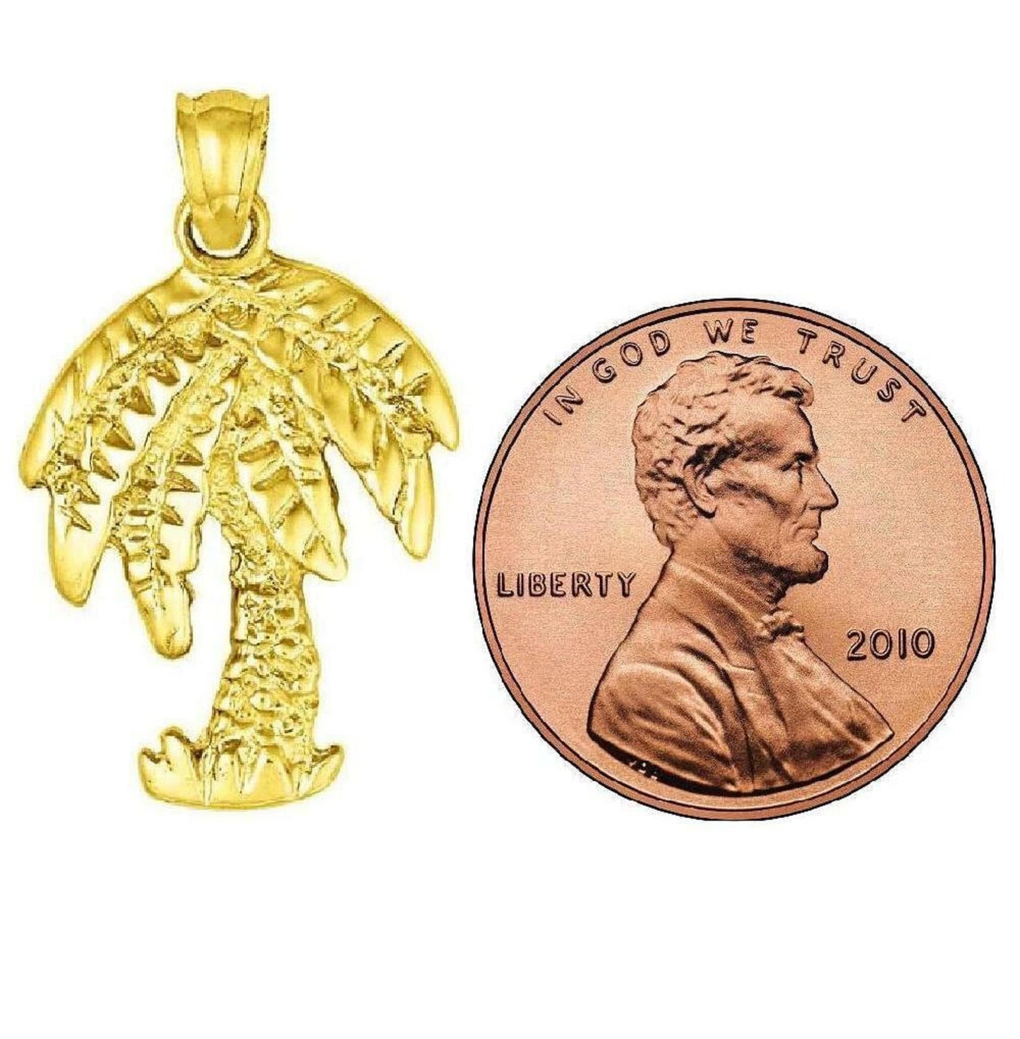 14K Yellow Gold PALM TREE Pendant
