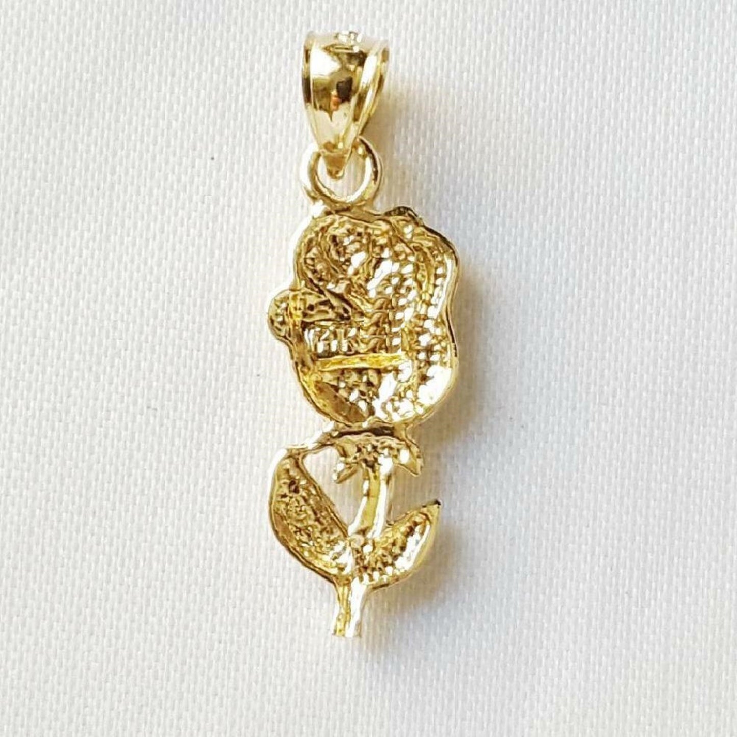 14K Yellow Gold ROSE FLOWER Pendant