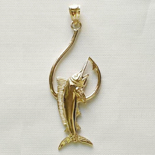 14K Yellow Gold Sailfish Marlin Pendant