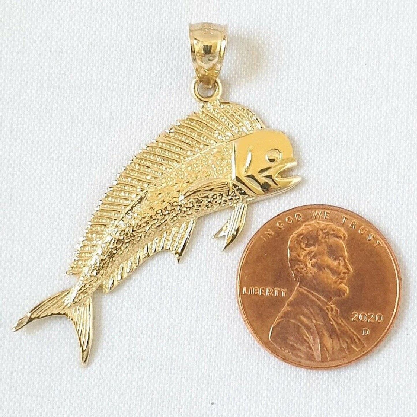 14K Yellow Gold Mahi Mahi Fish Pendant