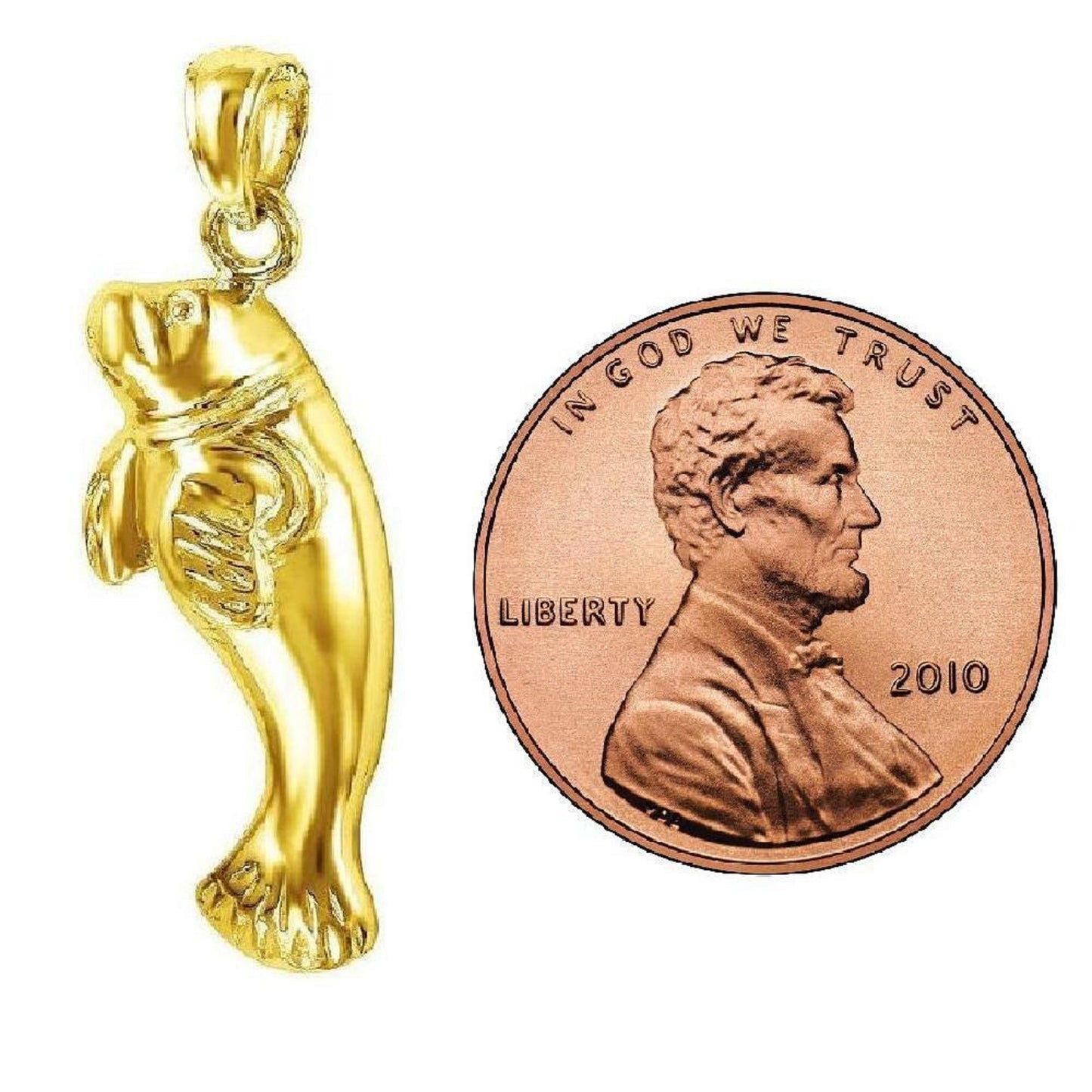 14K Yellow Gold Manatee Pendant