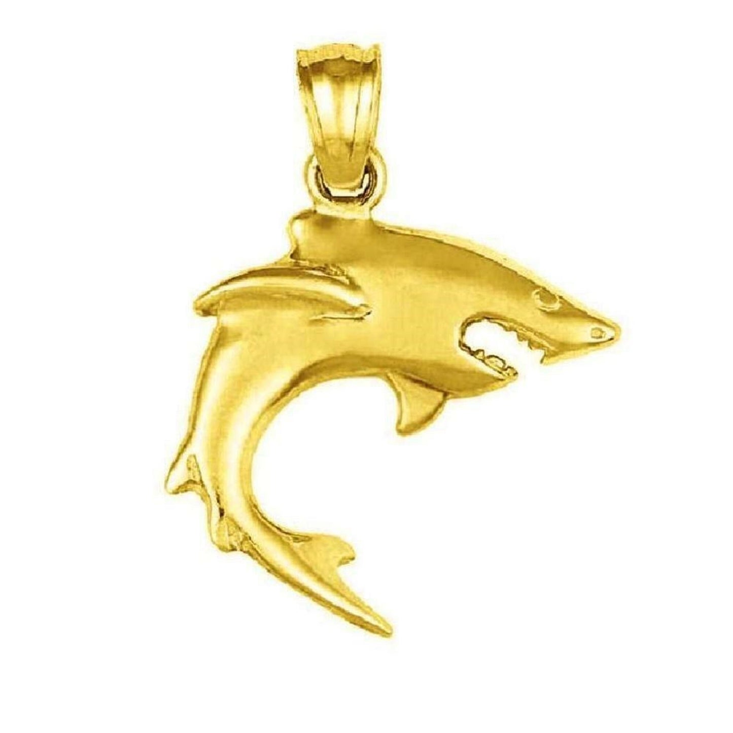 14K Yellow Gold Shark Pendant