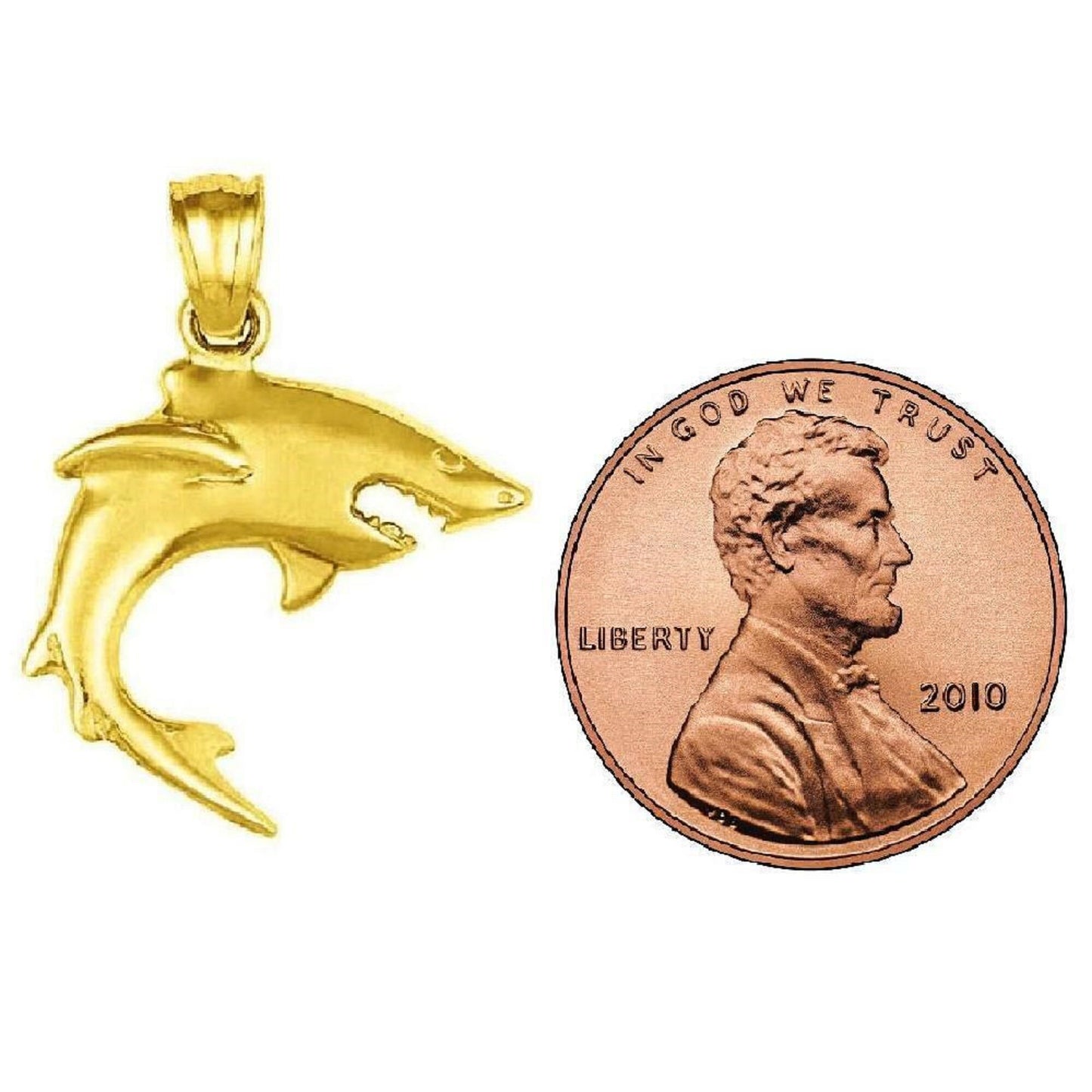 14K Yellow Gold Shark Pendant