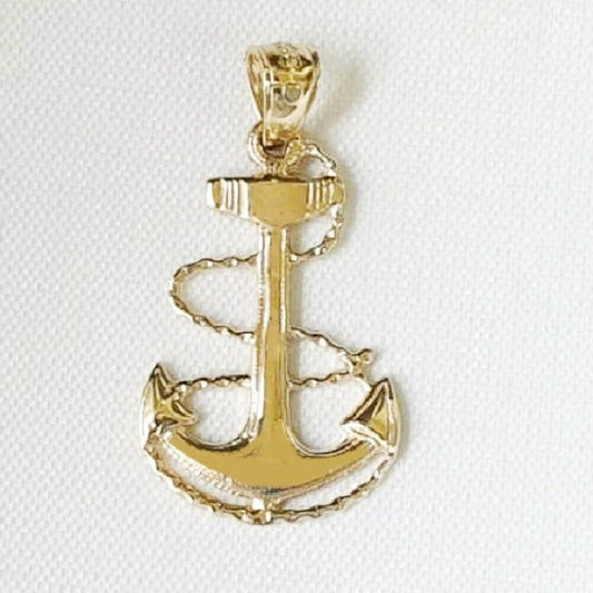 14K Yellow Gold Anchor Pendant