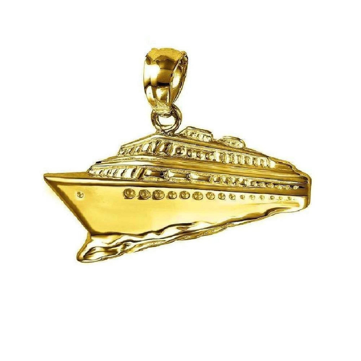14K Yellow Gold Cruise Ship Pendant