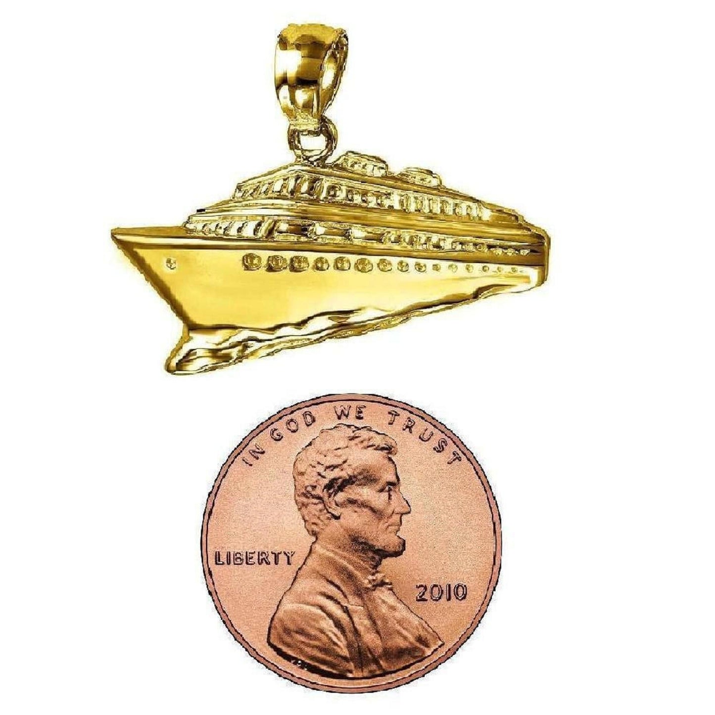 14K Yellow Gold Cruise Ship Pendant