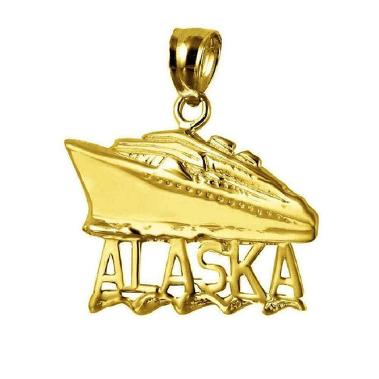 14K Yellow Gold Alaska Cruise Ship Pendant