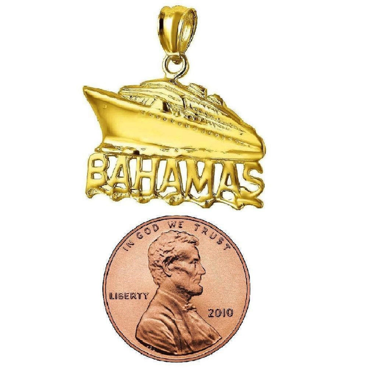 14K Yellow Gold Bahamas Cruise Ship Pendant