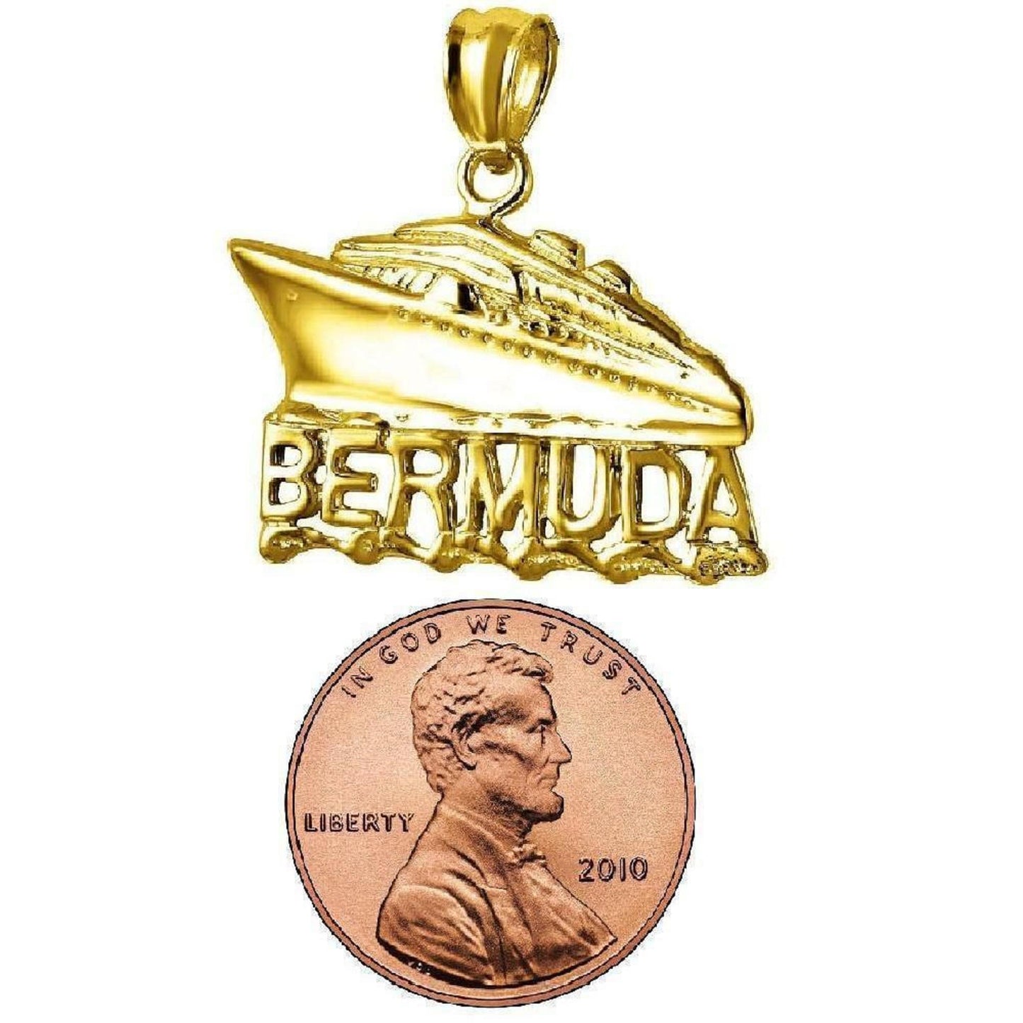 14K Yellow Gold Bermuda Cruise Ship Pendant