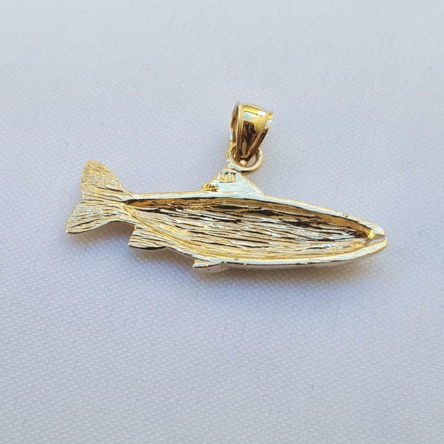 14K Yellow Gold Salmon Fish Pendant