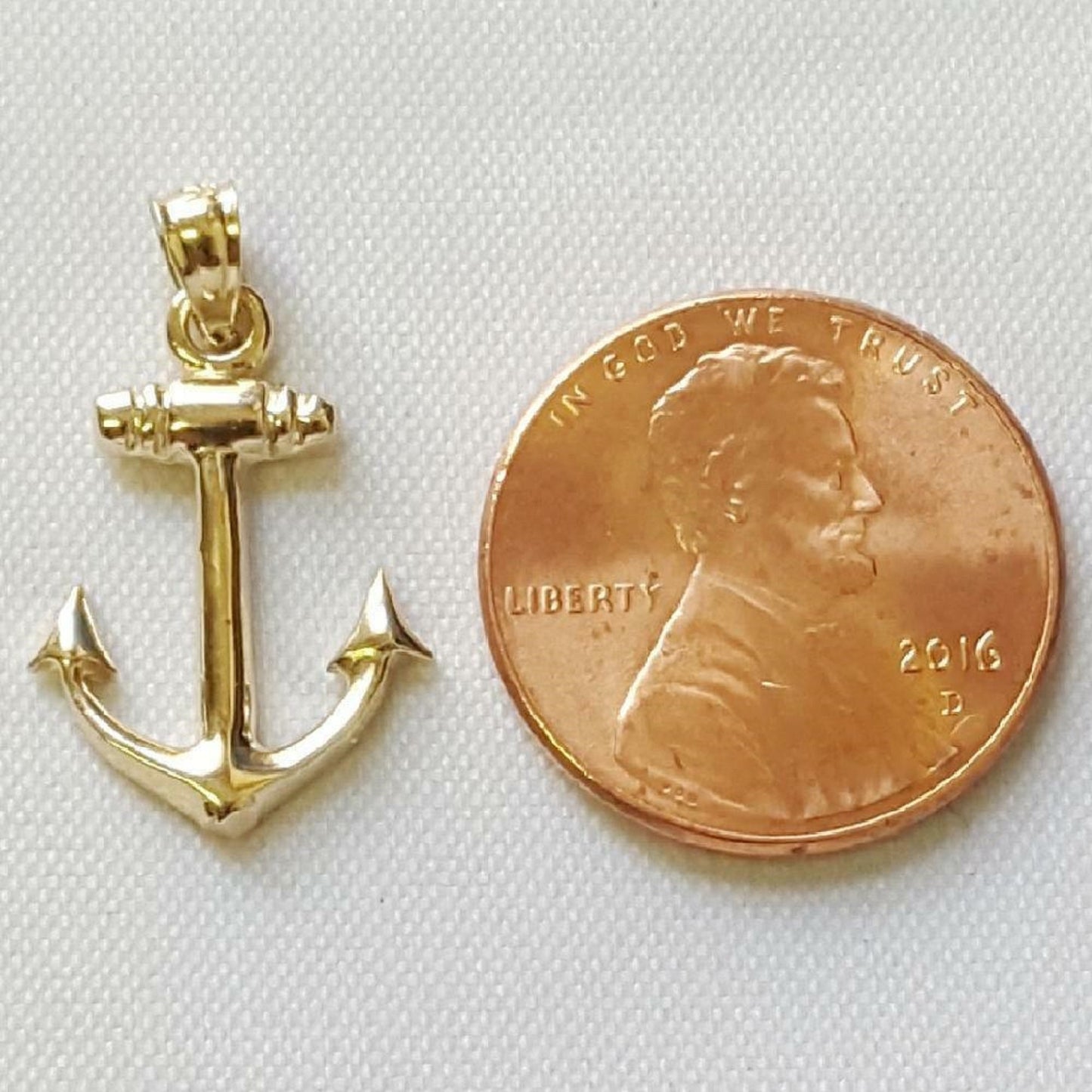 14K Yellow Gold Anchor Pendant