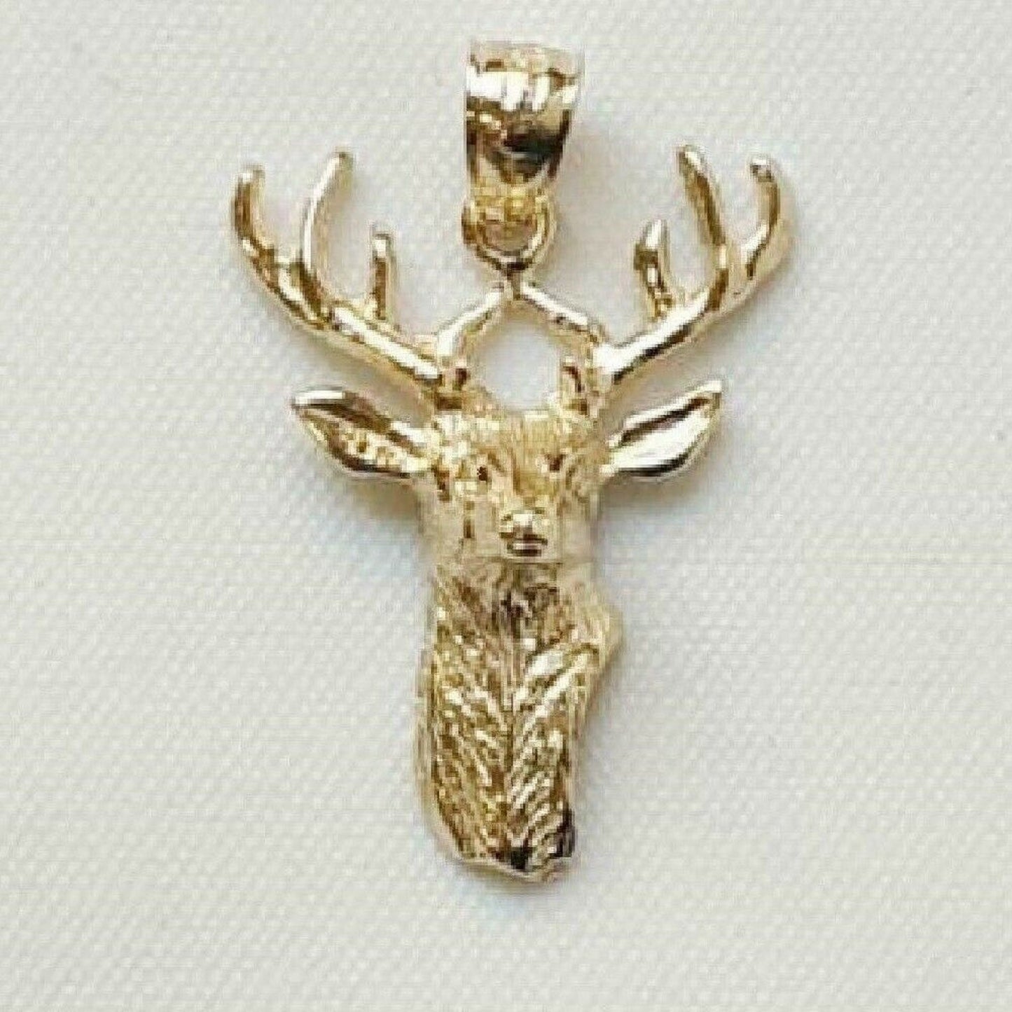 14K Yellow Gold Deer Head Pendant