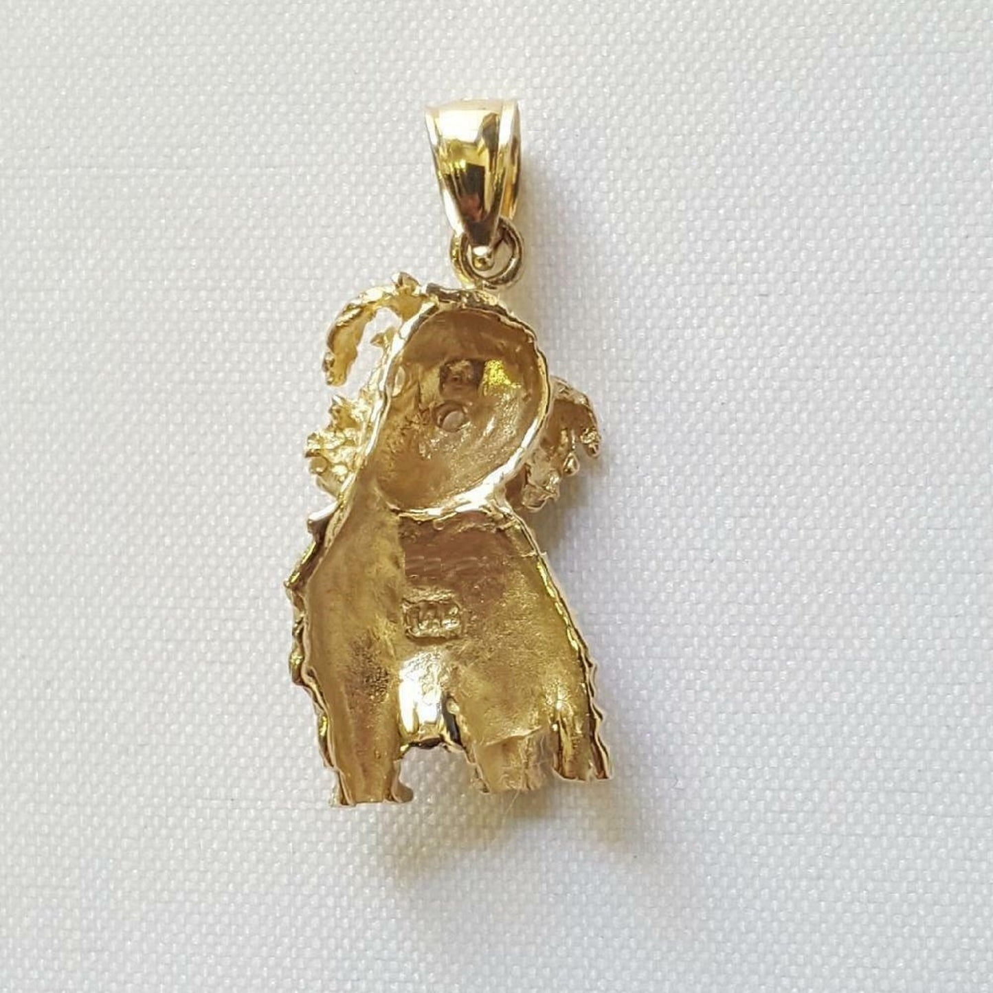 14K Yellow Gold Puppy Terrier Dog Pendant