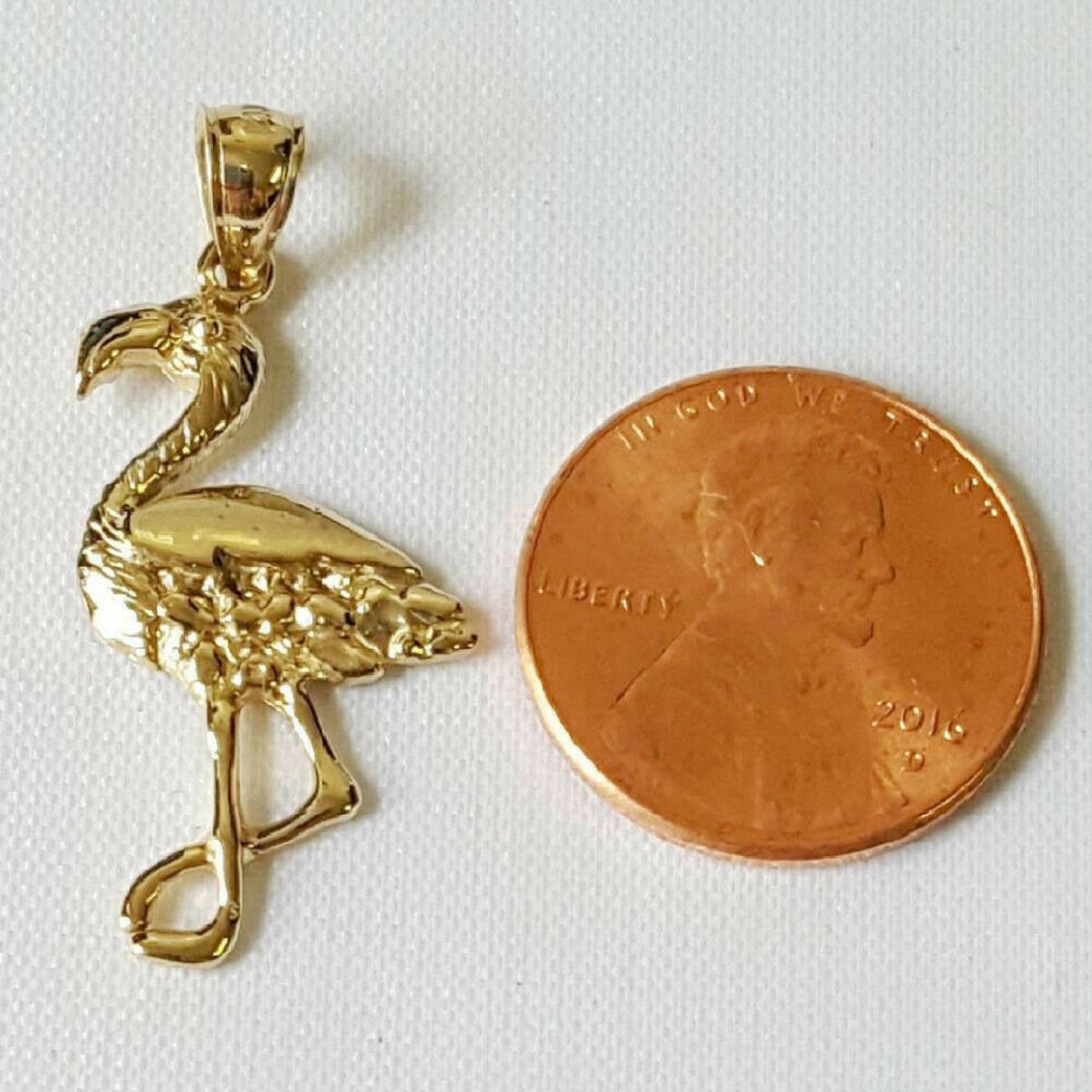14K Yellow Gold Flamingo Pendant