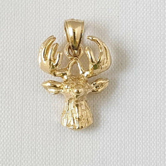 14K Yellow Gold Deer Head Pendant