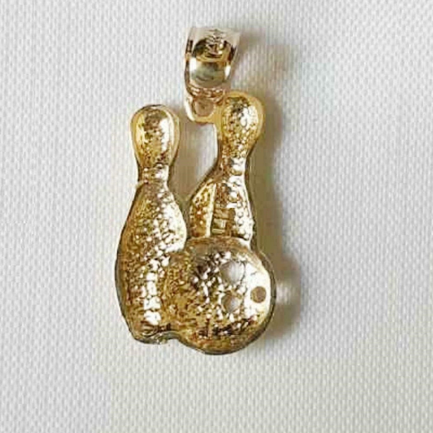 14K Yellow Gold Bowling Pin & Ball Pendant