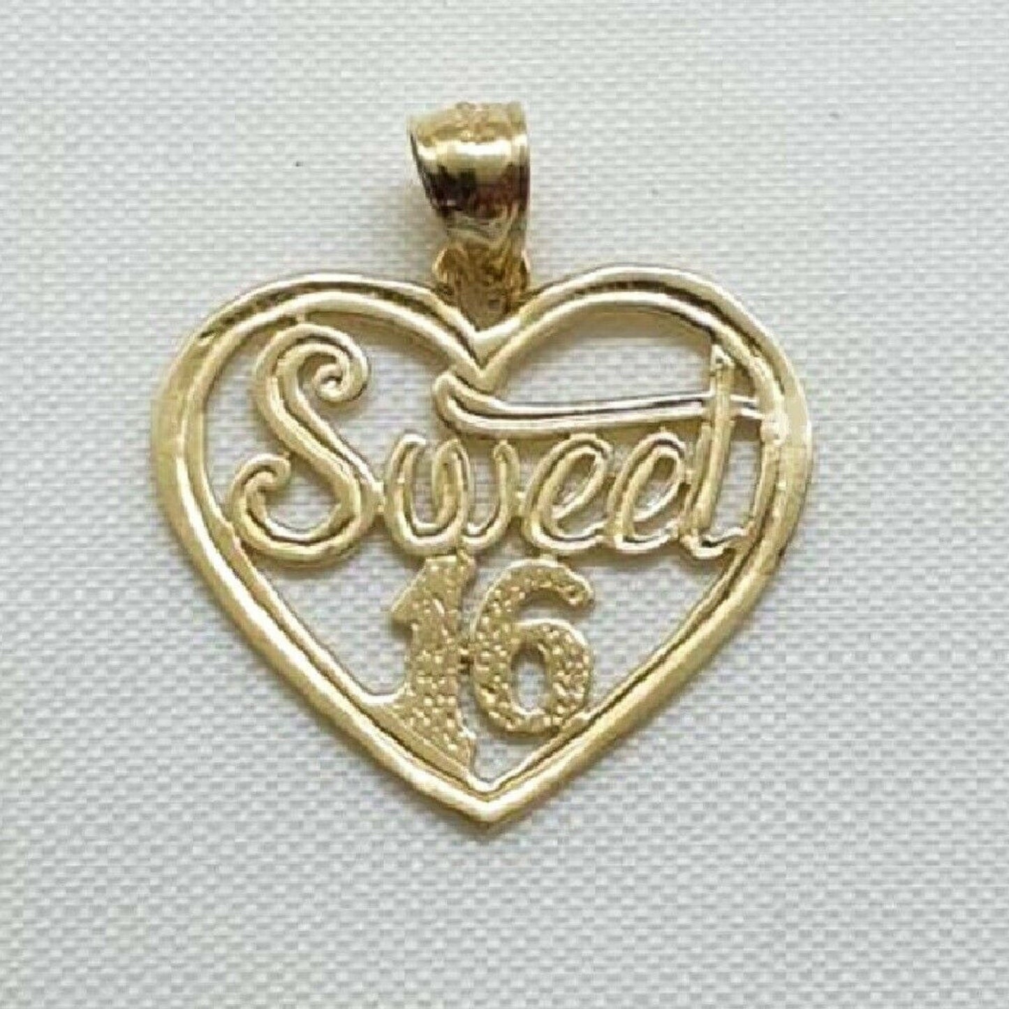 14K Yellow Gold Sweet 16 Heart Pendant