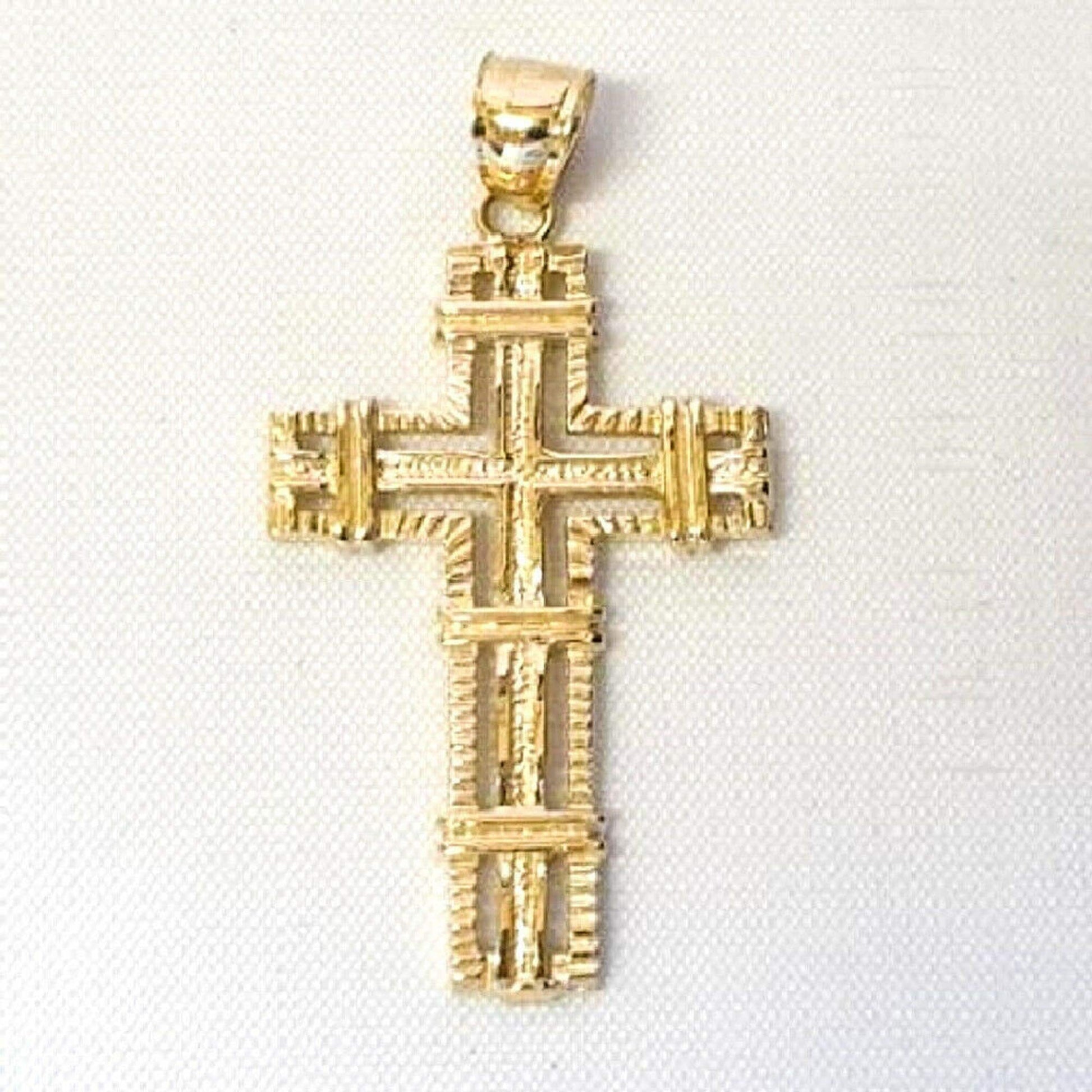 14K Yellow Gold Cross Large Pendant