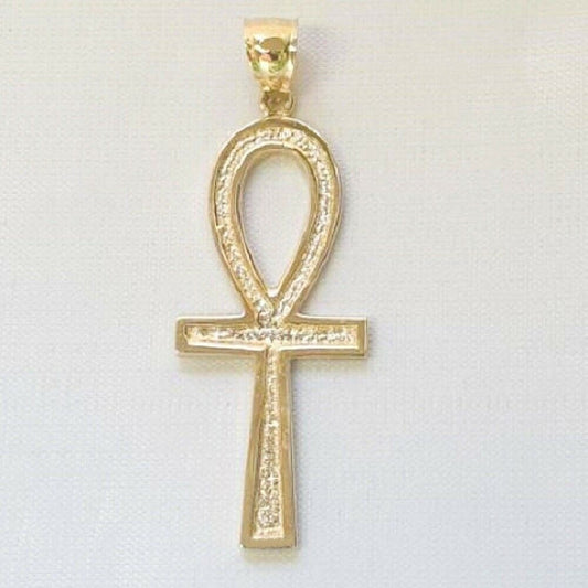 14K Yellow Gold Ankh Cross Large Pendant