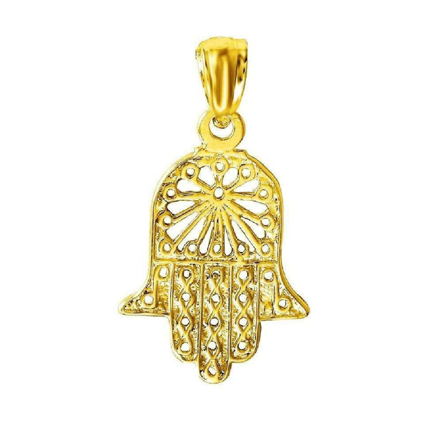 14K Yellow Gold Hamsa Hand Pendant
