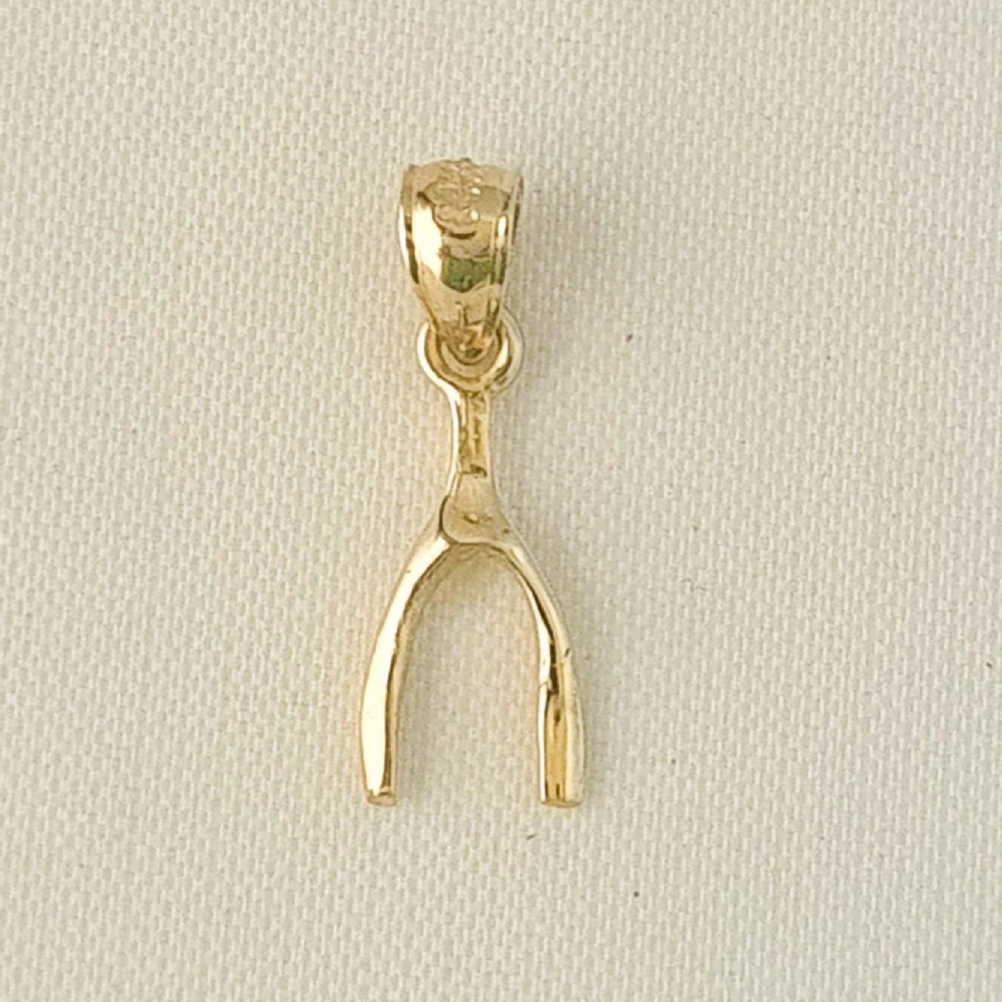 14K Yellow Gold WISHBONE Charm Pendant