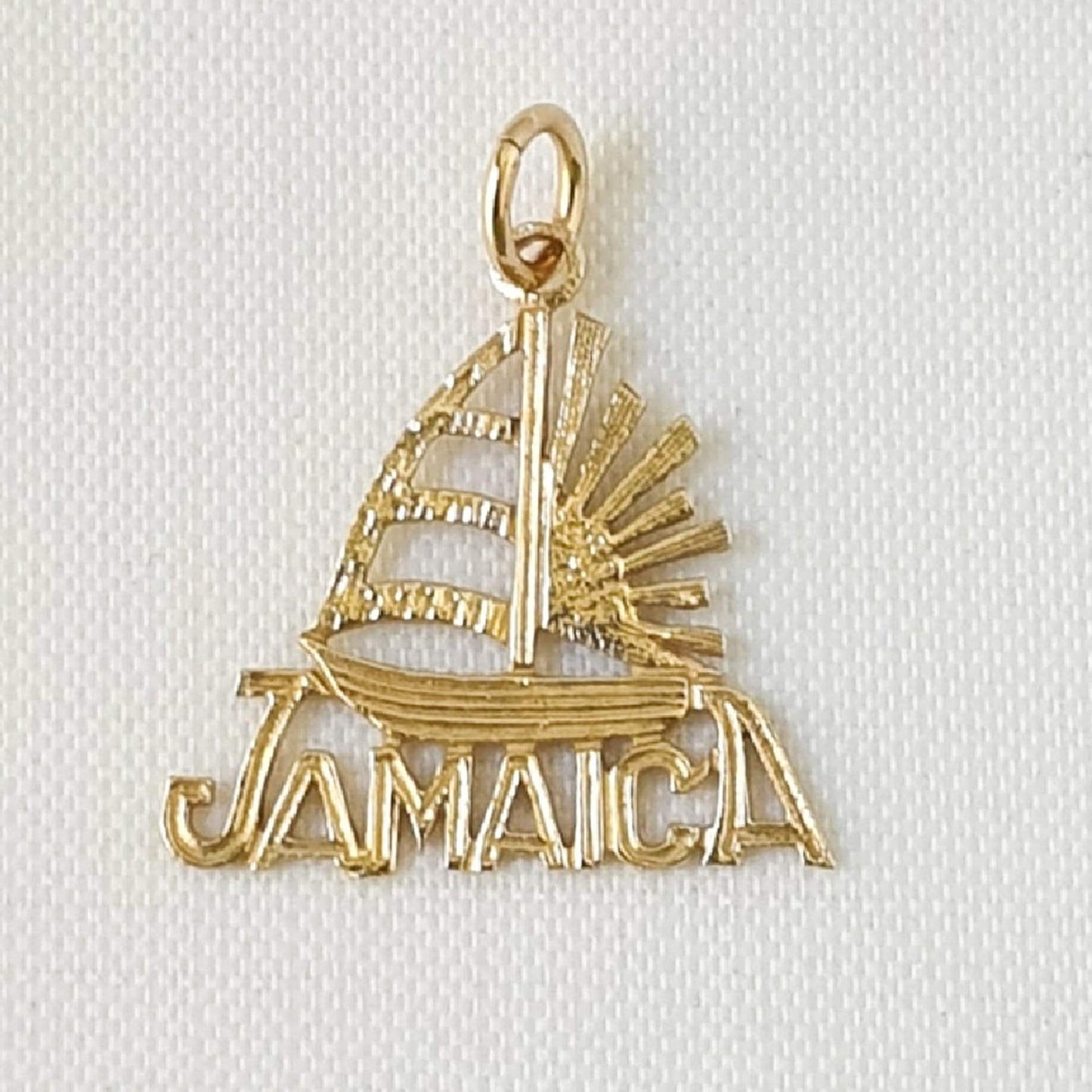 14k Yellow Gold Jamaica Sailboat Charm / Pendant