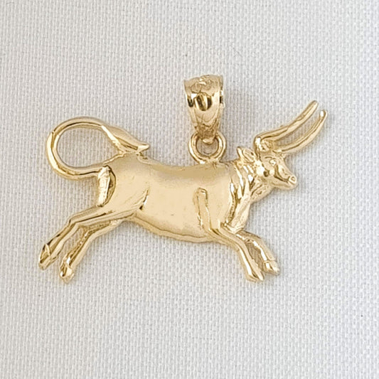 14K Yellow Gold BULL Pendant
