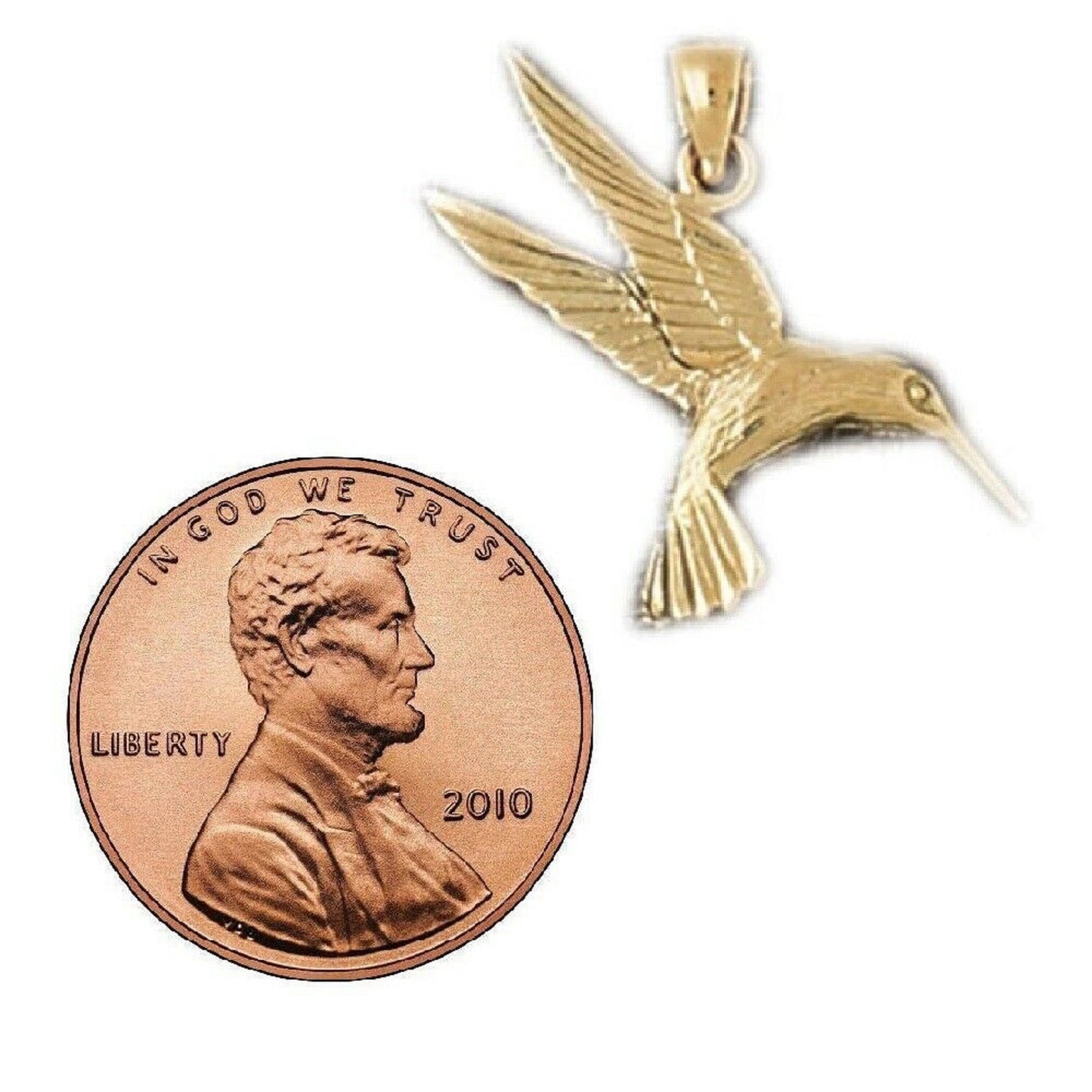 14K Yellow Gold Hummingbird Pendant