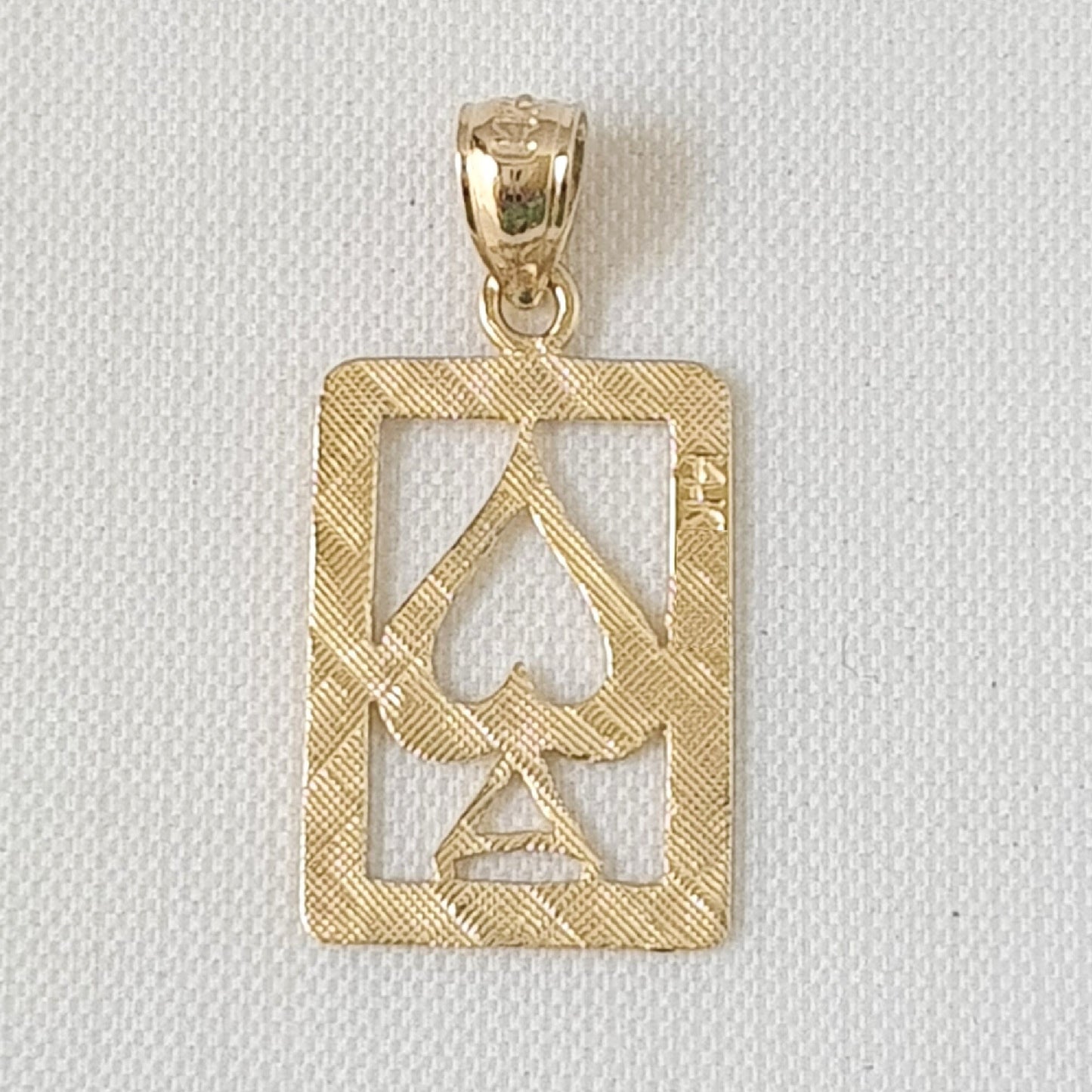 14K Yellow Gold Ace Of Spades Playing Cards Pendant